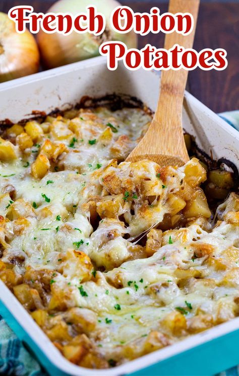 French Onion Potatoes And Gruyere, Onion Soup Potatoes Lipton, French Onion Soup Potato Bake, Lipton Soup Potatoes, Recipes Using French Onion Dip, French Onion Soup Mix Potatoes, Potato Onion Cheese Casserole, French Onion Roasted Potatoes, Potatoe And Onion Recipes