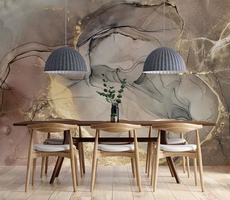 Modern Victorian Dining Room, Modern Victorian Style, Tiny Dining Rooms, Marble Effect Wallpaper, Victorian Table, Ornate Picture Frames, Dining Room Wallpaper, Maximalist Design, Dining Room Style