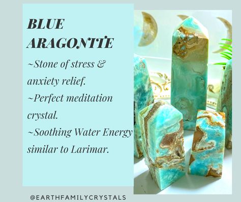 Blue Aragonite Crystals Meaning, Blue Aragonite Meaning, Aragonite Crystals Meaning, Crystal Identification, Witchcraft Crystals, Crystal Tips, Holistic Therapy, Aragonite Crystal, Gemstones Chart