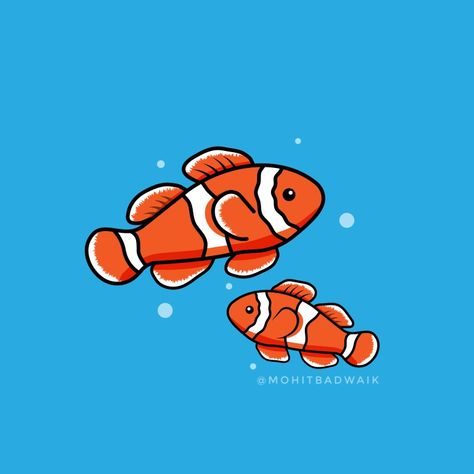 Nemo Illustration, Illustrator Vector Art, Nemo Fish, Illustration Fish, Adobe Illustrator Vector, Illustrator Vector, Fish Vector, Draw Illustration, Fish Illustration