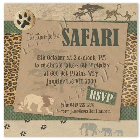 African Safari Party | CatchMyParty.com Jungle Theme Birthday, Jungle Birthday Party, Zoo Party, Safari Birthday Party, Jungle Birthday, Safari Jungle, Party Invitations Printable, Jungle Party, Safari Birthday