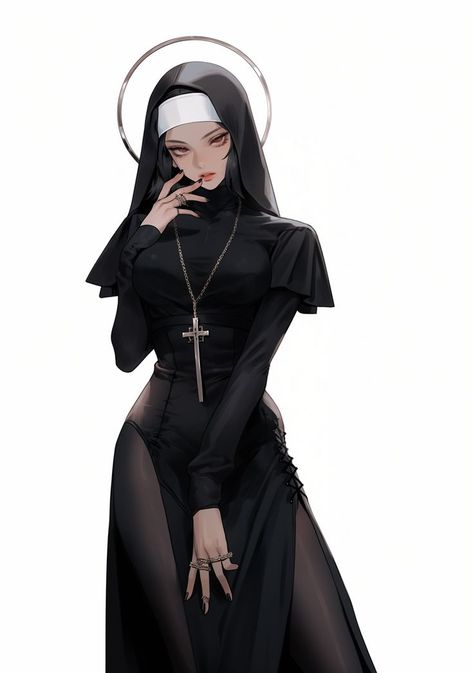 Nun Outfit, Attack On Titan Tattoo, Anime Knight, Dungeons And Dragons Classes, Dark Art Illustrations, Modern Fantasy, Drawing Clothes, 영감을 주는 캐릭터, Female Character Design