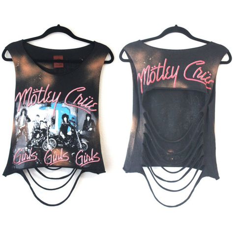 Motley Crue bleached/distressed Band Crop Tee s/m ($40) ❤ liked on Polyvore featuring tops, t-shirts, crop tops, grey, women's clothing, graphic tees, cropped graphic tees, graphic t shirts, crop tee and cotton t shirt Bleached Tank Top, Cut Up T Shirt, Ripped Tee, Diy Cut Shirts, Destroyed T Shirt, Cut Up Shirts, Ripped Shirts, Cropped Graphic Tees, T Shirt Crop Top