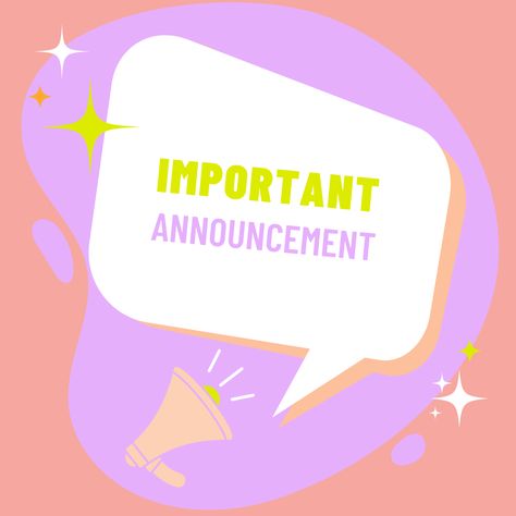 Do you have an announcement? Use this picture to post about it!!! Instagram Announcement Posts, Big Announcement Business, Announcement Poster, Math Wallpaper, Inspirational Board, Wallpaper Iphone Boho, Salon Ideas, Feeling Better, Picture Day