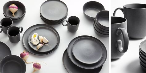 Dinnerware Collections and Dish Sets | Crate and Barrel Wood Kitchen Tool, Dinnerware Set Modern, Grey Dinnerware, Grey Plates, Grey Mugs, Stoneware Dinnerware Sets, Stoneware Dishes, Stoneware Dinnerware, Reactive Glaze