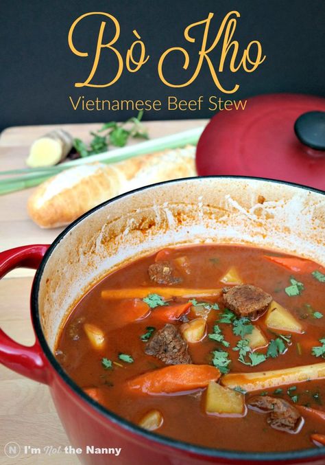 This Vietnamese beef stew bò kho recipe takes a bit of time to make, but it’s totally worth it. You’ll plenty for leftovers and your home will smell amazing! Bo Kho Recipe, Bo Kho, Vietnamese Beef Stew, Vietnamese Foods, Vietnamese Beef, Vietnamese Dishes, Viet Food, Vietnam Food, The Nanny