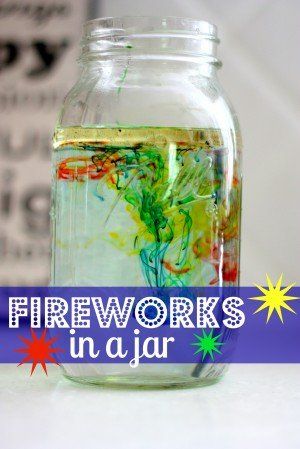 Fireworks in a Jar Fireworks In A Jar, Happy Birthday Fireworks, Fireworks Craft For Kids, Vetenskapliga Experiment, Birthday Fireworks, Easy Science Projects, Science Experience, Fireworks Craft, Fireworks Art