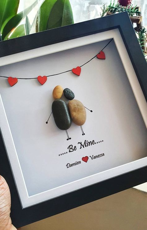 "\"Be Mine\"Valentine/ Engagement Pebble Art Picture. A beautiful unique gift idea for wedding, Anniversary or for Valentine gift For Family And Friends. Click to learn more and get yours. D E S C R I P T I O N. Nothing can replace the thought and personal attention that goes into giving a personalised Gift. This made to order handmade pebble art picture could be a wonderful memorable gift for which Surely going to bring smile on any ones face. O R D E R . D E T A I L E S. A Beautiful Pebble art