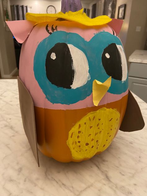 Eva Owl Diaries Pumpkin, Book Character Pumpkins Middle School, Owl Diaries Pumpkin, No Carve Owl Pumpkin, Owl Pumkin Decoration Ideas, School Pumpkin Decorating Contest Book, Story Book Pumpkin, Pumpkin Books, Pumpkin Contest