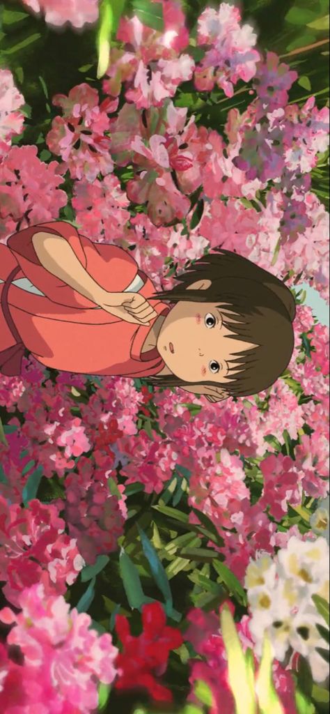 Anime Rose Aesthetic, Ghibli Pink Wallpaper, Ghibi Scene Aesthetic, Ghibli Flower Field, Pink Anime Wallpaper Desktop, Flowers Anime Aesthetic, Studio Ghibli Pink Aesthetic, Anime Spring Aesthetic, Ghibi Scene