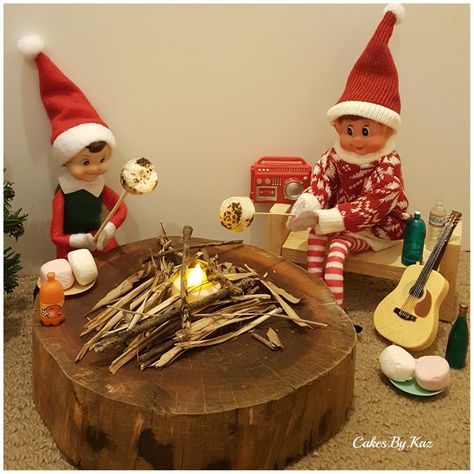 Elf On The Shelf Toasting Marshmallows, Elf On The Shelf Camp Fire, Toast Marshmallows, Toasting Marshmallows, Elf Shelf, Camp Fire, Toasted Marshmallow, Christmas 2017, Shelf Ideas