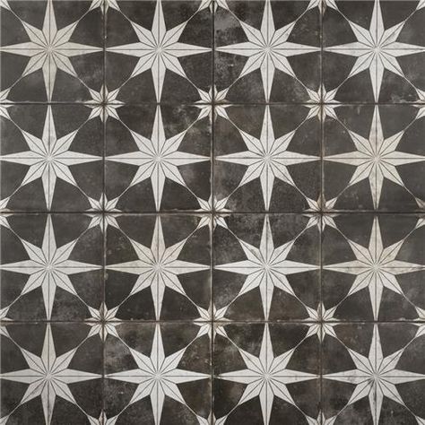 Kings Star Night 17-5/8"x17-5/8" Ceramic Floor/Wall Tile Kings Star Tile, Affinity Tile, Star Ceramic, Star Tile, Fireplace Facade, Vintage Industrial Design, Star Night, Matte Ceramic, Merola Tile