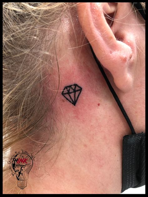 Diamond Tattoo, Diamond Tattoos, Koi Tattoo, Blood Diamond, Ear Tattoo, Behind Ear Tattoo, Small Tattoos, Diamond Earrings, Diamonds