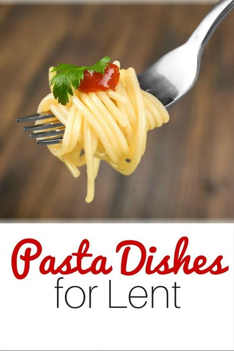 meatless meals for Lent - pasta dishes Lenten Meals Catholic, Good Friday Meals, Lent Recipes Catholic, Dinner Ideas Meatless, Meatless Meals For Lent, Lent Dinner Ideas, Meals For Lent, Easy Meatless Meals, Meatless Dinner Ideas