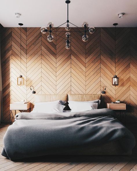 Wood Mosaics, Nice Bedroom, Interior Design Examples, Tv Fal, Loft Wall, Minimal Interior, Minimal Interior Design, Loft Interior, Industrial Bedroom