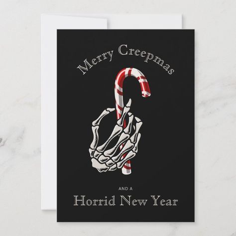 Funny Merry Creepmas Skeleton Candy Cane Card - tap/click to get yours right now! #funny #christmas, #skeleton #hand, #candy Merry Creepmas, Skeleton Hand Holding, Funny Holiday Card, Candy Cane Cards, Christmas Skeleton, Hand Candy, Funny Holiday Cards, Holiday Messages, Holiday Design Card