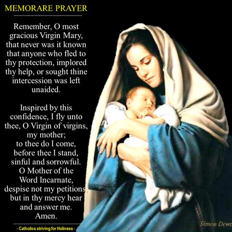 Memorare Memorare Prayer, The Memorare, Powerful Morning Prayer, Mary 1, Heaven Quotes, Mary Catholic, Night Prayer, Blessed Mother Mary, Faith Prayer