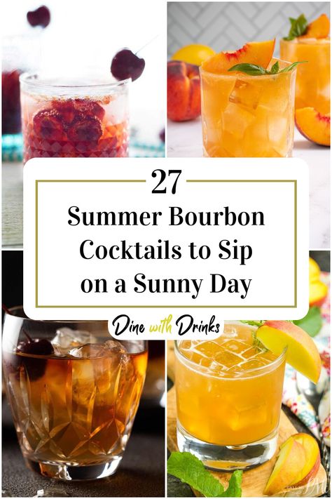 Collage of 4 summer bourbon cocktails. Bourbon Bbq Party, Grilled Cocktails, Summer Bourbon Drinks, Summer Bourbon Cocktails, Highball Recipe, Tailgate Drinks, Bbq Cocktails, Bbq Drinks, Best Bourbon