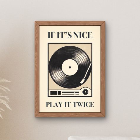 If Its Nice Play It Twice, Cool Playlist Covers, Vinyl Record Wall Art, Record Wall Art, Wall Art Music, Vinyl Record Art, Vinyl Record Wall, Music Room Decor, Record Wall