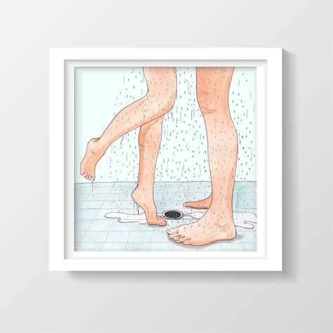 SHOWER WITH ME - Sexy Bathroom Art, Watercolor Painting, Couple Goals, Apartment Wall Art, Illustration, Bathroom Ideas, Drawn There Candy Magazine, Painting Couple, Apartment Wall Art, Apartment Walls, Wall Art Illustration, Art Watercolor Painting, Bathroom Art, Art Watercolor, Art Illustration