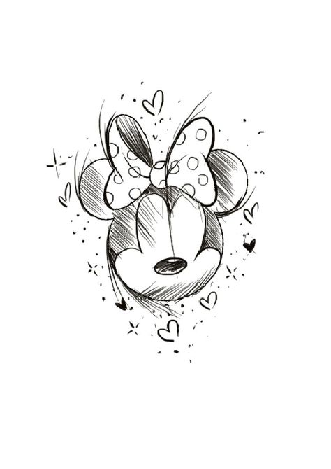 Disney Tattoo Drawings, Disney Sketch Tattoo, Disney Tattoo Flash, Flash Tattoo Disney, Disney Flash Tattoo, Disney Tattoos Mickey, Minnie Mouse Tattoo, Minnie Tattoo, Tattoos Disney