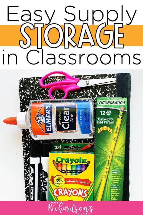 Learn how to easily store your classroom supplies! These ideas will help you become a more organized teacher with a clean and organized classroom. Learn how to organize individual supplies for students and get extra storage by using bins. Follow these hacks for a more organized classroom today! Classroom Storage For Student Supplies, Student Materials Storage, Organizing Supplies In Classroom, Sterilite Drawers Classroom, 3 Drawer Plastic Storage Classroom, School Supply Storage, Organized Teachers, Early Elementary Resources, First Grade Resources