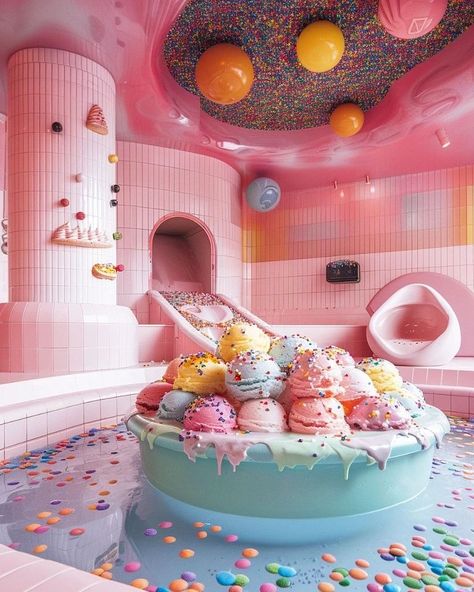 Ben Myhre (@benmyhre) • Instagram photos and videos Candy Playground, Candy Shop Aesthetic, Candyland Princess, Candy Bathroom, Children's Clinic, Dinning Room Sets, Candy Room, Dippin Dots, Gelato Shop