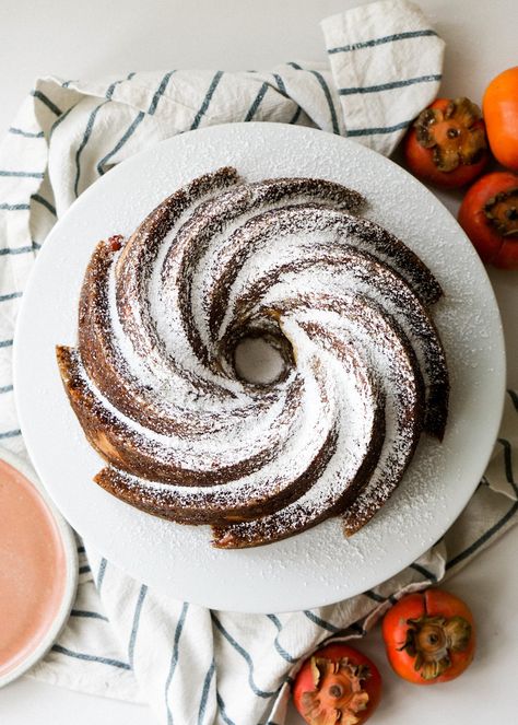 Persimmon and Cream Cheese Bundt Cake Walnut Bundt Cake, Cream Cheese Bundt Cake, Almond Pound Cakes, Apple Walnut, Pumpkin Bundt Cake, Lemon Bundt Cake, Bundt Cake Pan, Bundt Cakes Recipes, Cake With Cream Cheese