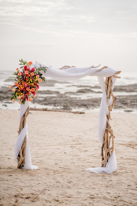 Romantic Beach Wedding Dress, Beach Wedding Ceremony Arch, Beach Side Wedding, Wedding Trellis, Barbados Wedding, Beach Wedding Arch, Backpack Photography, Diy Beach Wedding, Simple Beach Wedding