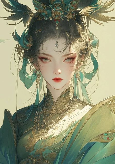 Chinese Anime Woman, Chinese Dynasty Art, Chinese Anime, Queen Anime, Queen Art, China Art, Anime Princess, Girls Cartoon Art, Art Anime