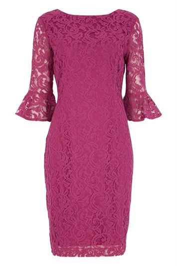 Frill Sleeve Lace Shift Dress Dress Styles For Wedding, Dress Paterns, Lace Pencil Dress, Mother Of Bride Outfits, Lace Dress Styles, Mother Of Groom Dresses, Blouson Dress, Lace Shift Dress, Dresses Ideas