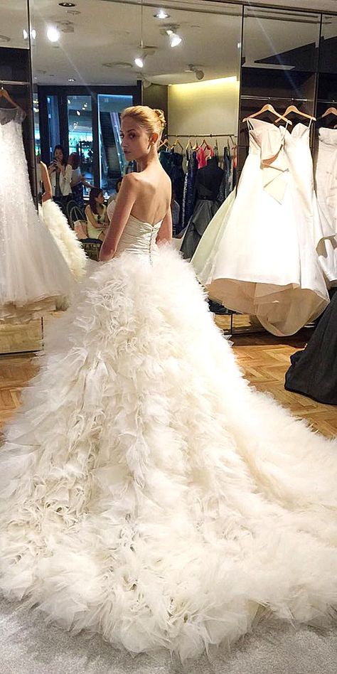 Beautiful Feather Wedding Dresses -Trend For 2016 ❤ See more: http://www.weddingforward.com/feather-wedding-dresses/ #weddings Feather Wedding Dresses, Feather Wedding Dress, Sophia Tolli Wedding Dresses, Wedding Dress With Feathers, Wedding Dresses Taffeta, Vintage Inspired Wedding Dresses, Western Wedding Dresses, Pnina Tornai, Feather Wedding