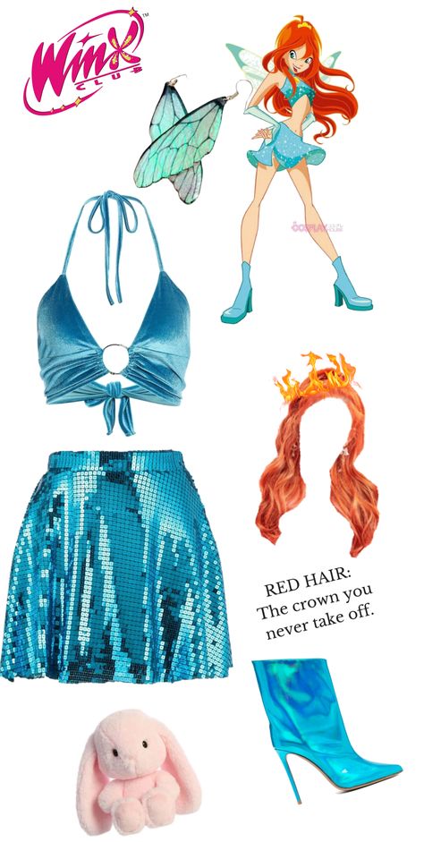 Winx Club - Bloom outfit ideas | Winx Club - Bloom Diy Winx Club Costume, Bloom Outfit Ideas, Bloom Winx Outfit Ideas, Winx Club Outfits Bloom, Winx Outfit Ideas, Bloom Outfits Winx Club, Winx Bloom Costume, Winx Bloom Outfits, Bloom Halloween Costume