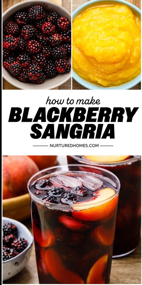 Red Wine Blackberry Sangria Blackberry Sangria Recipe, Homemade Red Wine, Peach Sangria Recipes, Fall Sangria Recipes, Blackberry Sangria, Homemade Sangria, Spanish Red Wine, Watermelon Wine, Red Sangria Recipes