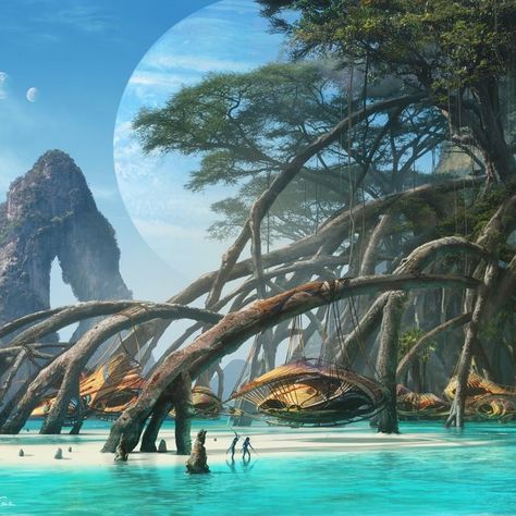 Avatar The Way Of Water Landscape, Mauri Pod Avatar, Metkayina Clan Aesthetic, The Art Of Avatar The Way Of Water, Avatar The Way Of Water Visuals, Avatar The Way Of Water Aesthetic, Mythic Landscape, Avatar House, Dylan Cole