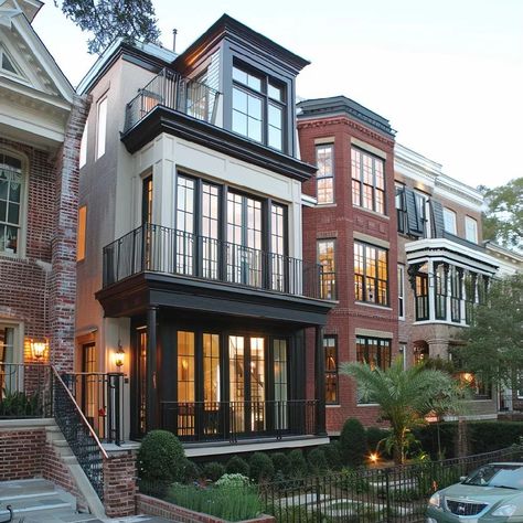 Renovated townhouse to embrace a modern aesthetic. It features a bay window with a balcony and sleek railings that enhance its contemporary appeal. The windows are framed in black with elegant muntins. The façade showcases a blend of modern materials and stylish finishes. Website: https://www.acarchitecturaldesign.ca/ #architecture #urban #city #homes #realestate #luxury #design #exterior #modern #contemporary #house #homesweethome #dreamhome #beautiful #homesofinstagram Luxury Townhouse Exterior, Nyc House Exterior, New York House Exterior, Modern Brownstone, Renovated Townhouse, Houses In The City, Industrial House Exterior, Modern Contemporary House, Nyc House