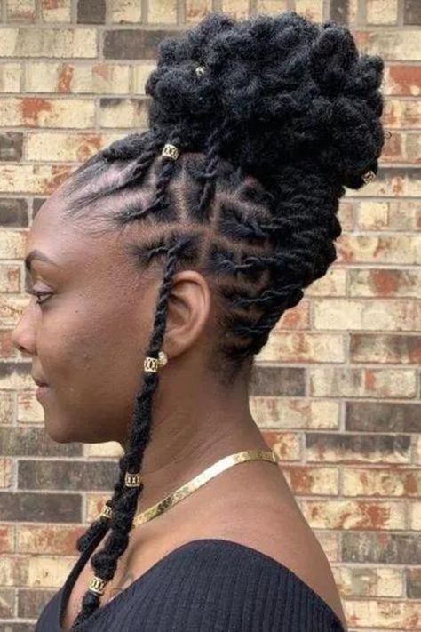 How To Start Locs With Two Strand Twists & Two Strand Twist Locs Hairstyles Mohawk Dreads Women, Bridal Loc Styles, Loc Style Updo, Fancy Loc Styles For Women, Elegant Loc Updo Styles Black Women, Women Dreads Black Hairstyles, Long Loc Updo Styles Women, Dreadlock Updo Hairstyles Black Women Locs Styles, Loc Up Do Styles