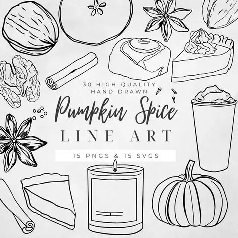 JirinaTayoneDesigns - Etsy Fall Line Art, Pumpkin Line Art, Line Art Svg, Autumn Clipart, Pumpkin Illustration, Rainbow Tree, Art Svg, Candle Packaging, Clipart Black And White