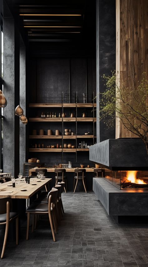 Dark Restaurant Aesthetic, Steakhouse Design, Dark Restaurant, Woods Restaurant, Bar Interior Design, Luxury Restaurant, Interior Design Boards, Steak House, Restaurant Concept