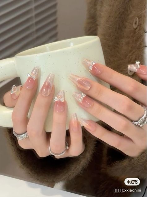 Light Pink Aesthetic, Nails Coquette, Unique Nail Art, Aesthetic Nail, Beauty Hacks Nails, Asian Nails, Hippie Nails, Nail Box, Nice Nails