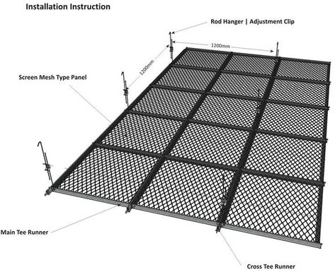 Mesh Ceiling, Metal Interior Design, Gym Design Interior, Office Ceiling, Cladding Design, Office Interior Design Modern, Supermarket Design, Expanded Metal, Showroom Interior Design