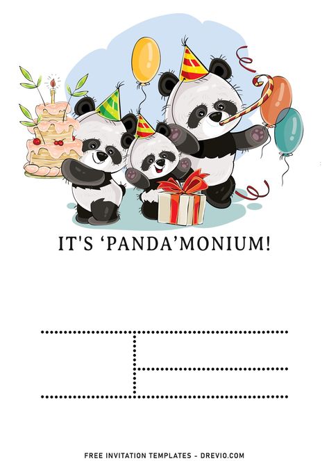 Panda Birthday Cards, Panda Birthday, Panda Party, Stuffed Bear, Free Invitation Templates, Sweet Birthday, Birthday Card Template, Birthday Poster, Baby Card