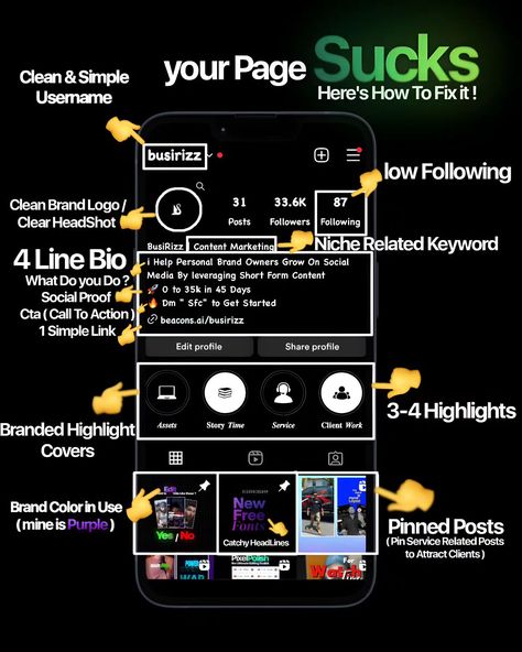 How to Fix your Page 👇 • Username - Have A Clean Simple Username that your Audience Can Recognise And memorize Easily • Name Have A Simple Name With A Niche Keyword - A Keyword Helps your Potential Client Find your Page On the Instagram Search Bar Eg - A Person Searches for " Video Editor " On instagram & your Page Has " Editing " " Video Editor " Etc On your Page it Would Help your Page Rank Up in Search And Help U Gain Followers / Clients • Bio - Have A Simple & Converting Bio 4... Instagram Search Bar, Editing Video, Gain Followers, Social Proof, Niche Marketing, Search Bar, More Followers, Instagram Search, Instagram Growth