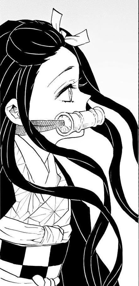 Manga Demon Slayer Black And White, Nezuko Manga Wallpaper, Nezuko Black And White, Nezuko Manga Panel, Class 1 B, Prettiest Girl, Drawing Wallpaper, Story Ideas Pictures, Nezuko Kamado