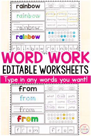 Sight Word Worksheets Free, Word Work Worksheets, Editable Sight Word Games, Spelling Word Practice, Teaching Child To Read, Cvcc Words, Word Work Stations, Sight Word Fluency, Word Skills