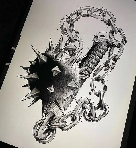 Jp Tattoo, Viking Drawings, Emo Tattoos, Abstract Tattoo Ideas, Chain Tattoo, Medieval Tattoo, Abstract Tattoos, Pencak Silat, Floral Tattoo Design