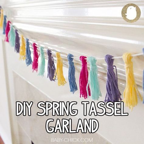 Spring Garland, Sister Crafts, Tassel Crafts, Rainbow Springs, Spring Decor Diy, Moms Crafts, Wall Hanging Crafts, Spruce Up Your Home, Hanging Garland