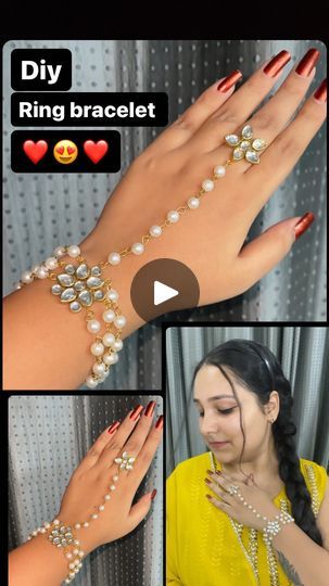 184K views · 8.7K reactions | Diy ring bracelet 😍 inspired by Heeramandi 😱😍❤️
Kundan jewellery episode-1
.
.
Material used:
Kundan stones
Transparent sheet 
Glue
I pin
Pearl ball chain
.
.
#kundanjewellery #ringbracelet #tutorial #heeramandi #crafter #handmadejewelry #artificialjewellery #indianjewellery #fashionblogger #diy 
.
.
Diy ring bracelet , indian jewellery , tutorial , handmade jewellery , crafter , fashion , diy ideas , artificial jewellery , craft ideas , ring bracelet . | Muskaan bhola | Sanjay Leela Bhansali · Ek Baar Dekh Lijiye Jewellery Tutorial, Bracelet Indian, Jewellery Craft, Sanjay Leela Bhansali, Bracelet Inspired, Diy Ring, Artificial Jewellery, Inspired By, Diy Rings