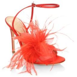 Feather Shoes, Mk Shoes, Feather Heels, Altra Shoes, Leather Sole Shoes, Satin Shoes, Red Feather, Red Sandals, Lipstick Red