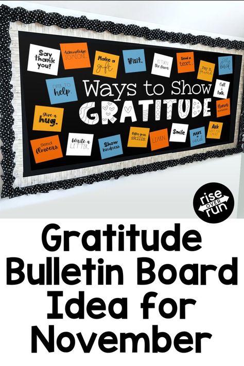 Celebrate Thanksgiving and November with this encouraging bulletin board! It has lots of ways to show gratitude. Students and staff love this classroom decoration. Gratitude Jar Bulletin Board, Ways To Show Gratitude Bulletin Board, November Bulletin Board Ideas For Work, Attitude Of Gratitude Bulletin Board, Mushroom Bulletin Board, Gratitude Bulletin Board Ideas, Thankful Bulletin Board Ideas, Gratitude Bulletin Board, Thankful Bulletin Board